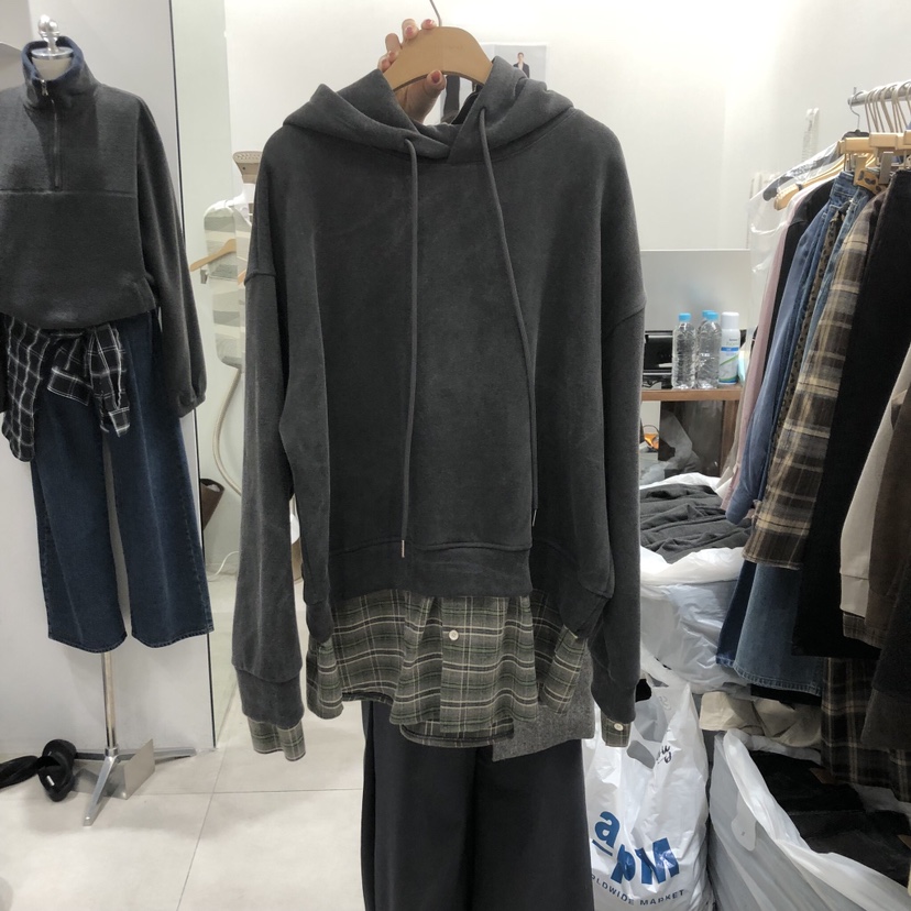 ANN MARGRET韓國代購㊣女士新品時尚衛衣加絨格紋GRETA.Y衛衣圖色2