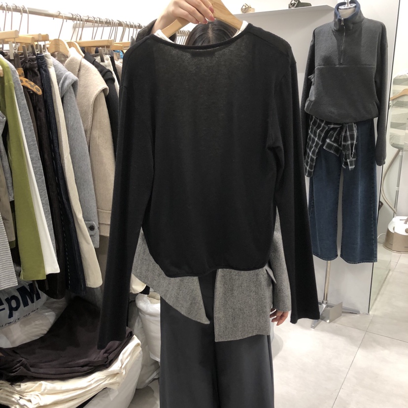 ANN MARGRET韓國代購㊣女裝新款25秋冬長袖T恤假兩件GRETA.Y長袖T恤