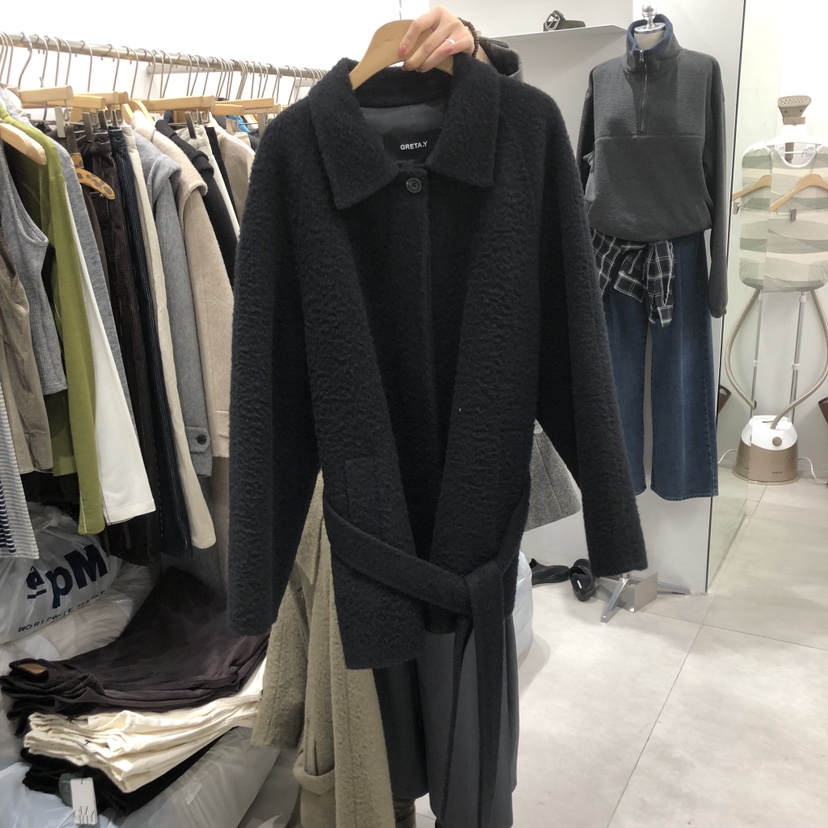 ANN MARGRET韓國代購㊣女裝新品25秋冬中長款大衣羊駝GRETA.Y中長款大衣圖色2