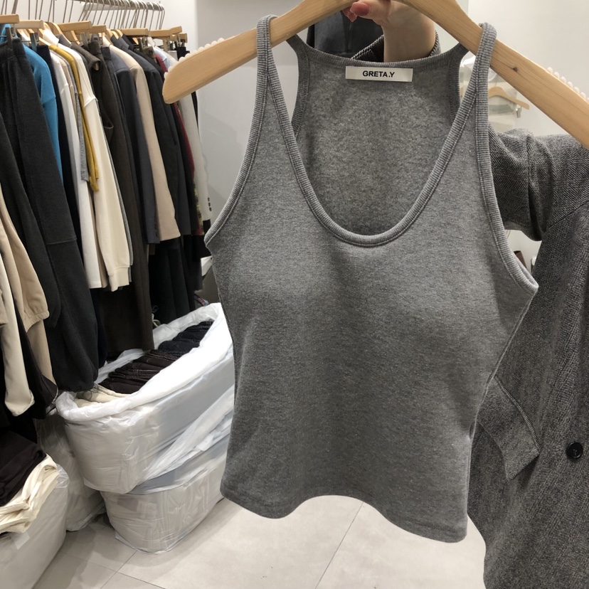 ANN MARGRET東大門㊣直郵女士新品休閑吊帶背心羅紋GRETA.Y吊帶/背心圖色1