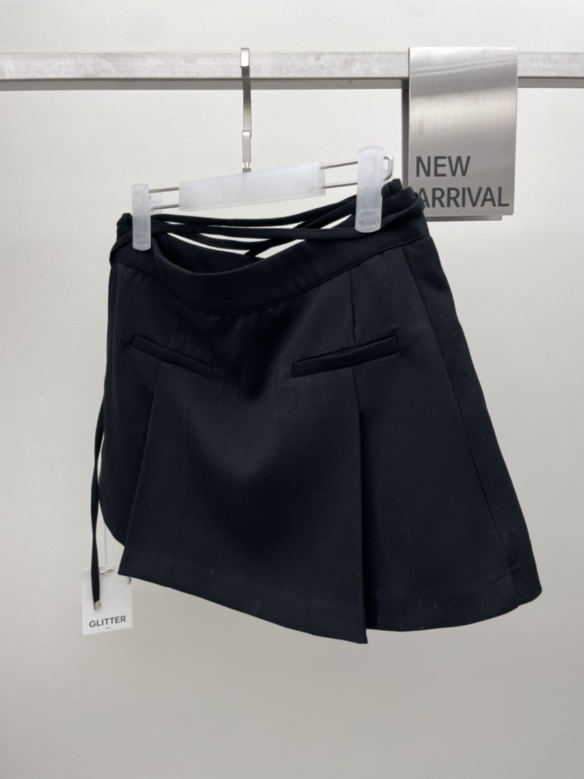GLITTER東大門㊣代購女士新品推薦休閑熱賣人氣短裙含腰繩口袋GLITTER短裙