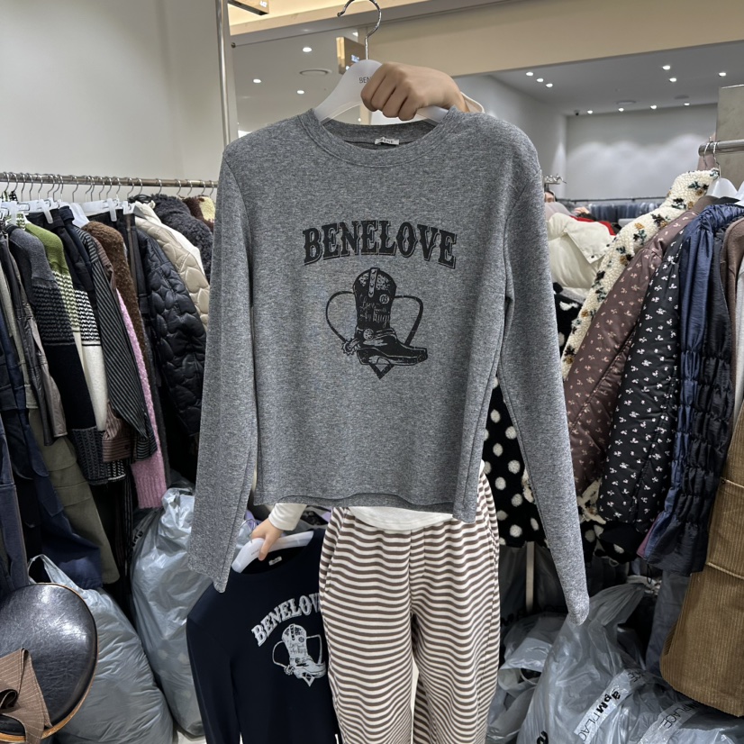 BENE韓國代購㊣女裝新品真品職業25秋冬時尚推薦休閑長袖T恤BENE長袖T恤圖色4