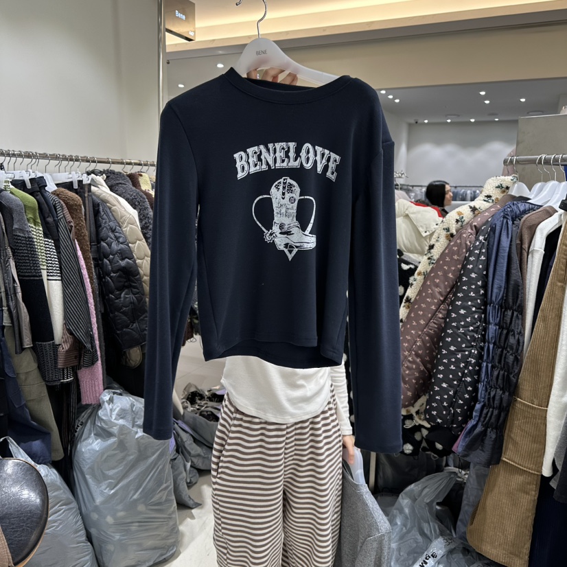 BENE韓國代購㊣女裝新品真品職業25秋冬時尚推薦休閑長袖T恤BENE長袖T恤圖色5