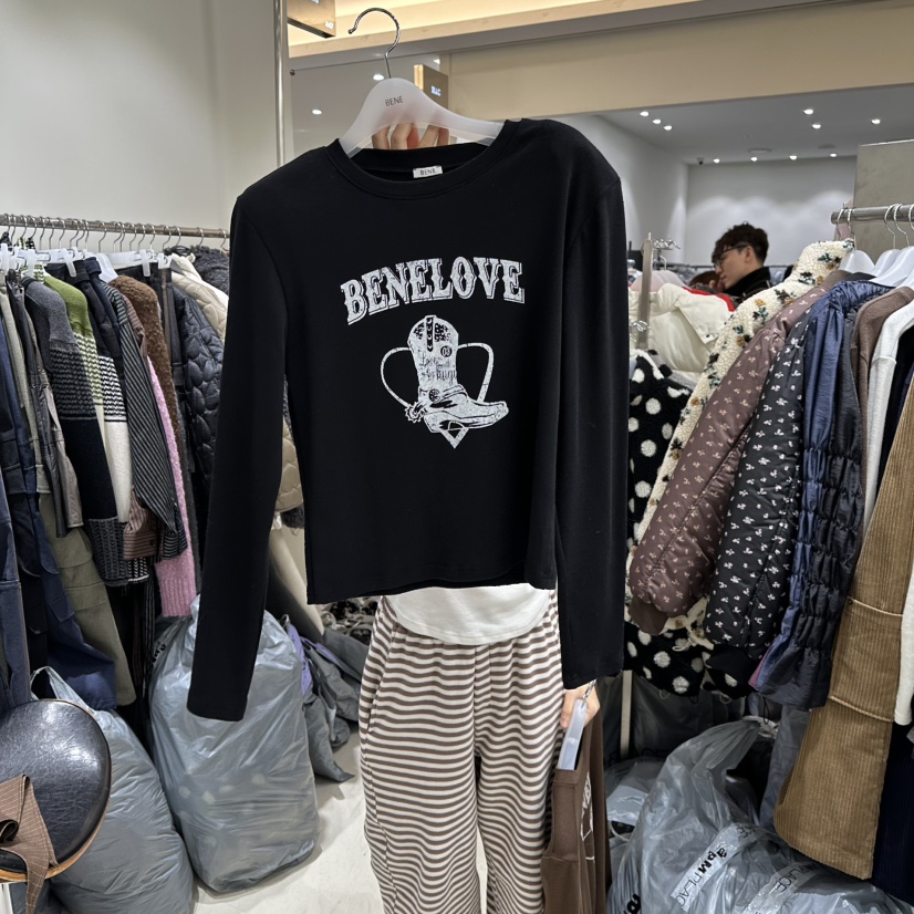 BENE韓國代購㊣女裝新品真品職業25秋冬時尚推薦休閑長袖T恤BENE長袖T恤圖色6