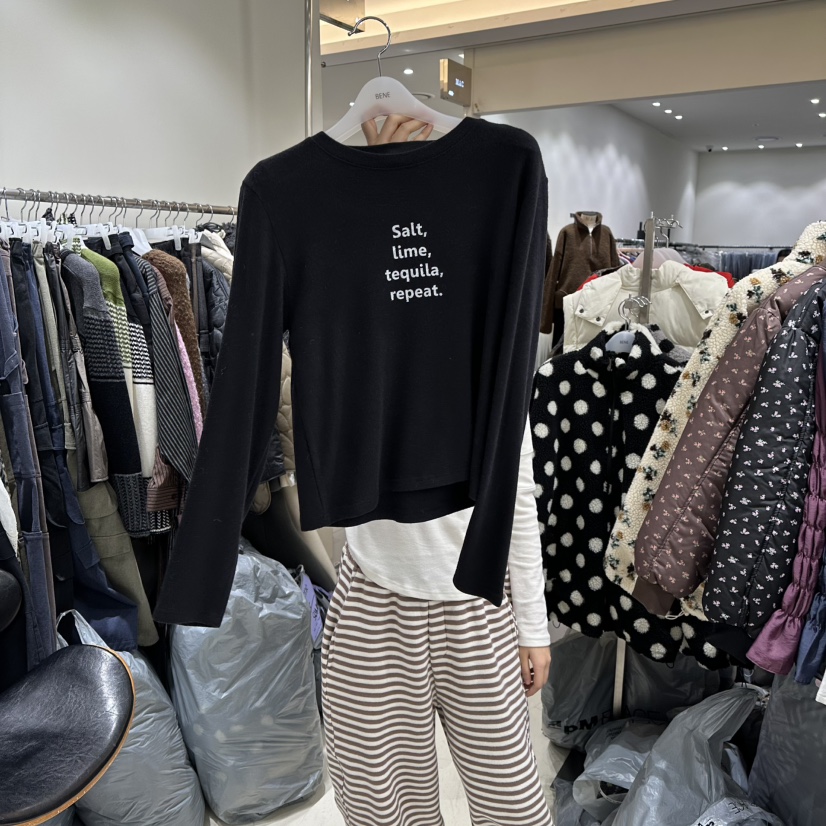 BENE韓國直郵㊣女士新品職業休閑25秋冬推薦時尚真品長袖T恤BENE長袖T恤圖色3