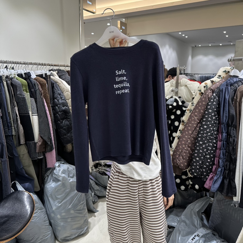 BENE韓國直郵㊣女士新品職業休閑25秋冬推薦時尚真品長袖T恤BENE長袖T恤圖色4
