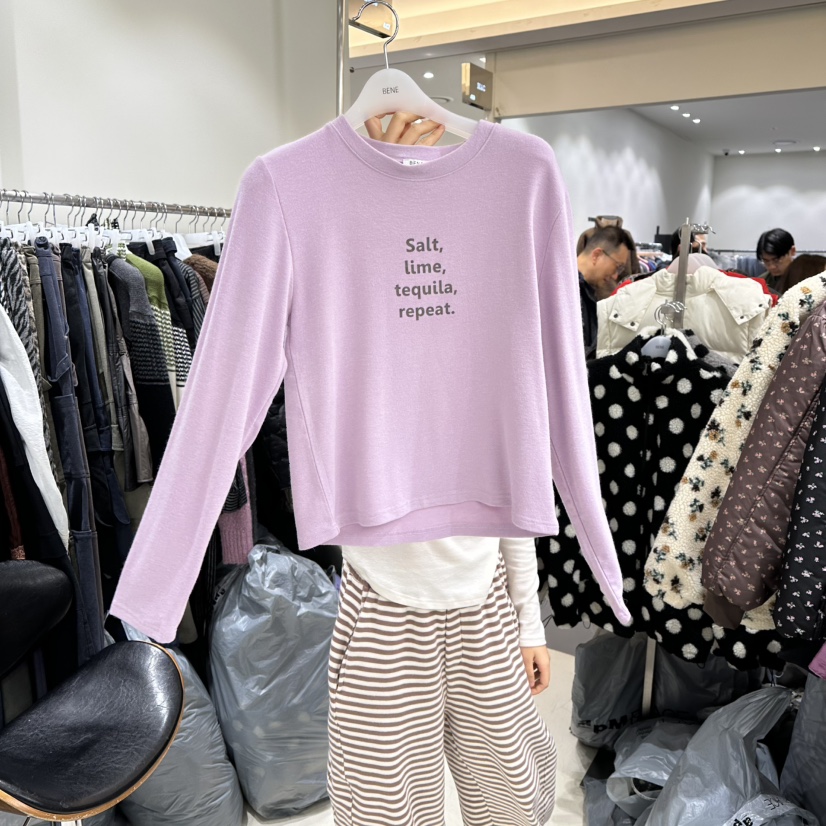 BENE韓國直郵㊣女士新品職業休閑25秋冬推薦時尚真品長袖T恤BENE長袖T恤圖色5