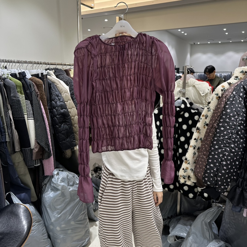 BENE韓國直郵㊣女士新款休閑真品推薦時尚人氣25秋冬襯衫蕾絲衫BENE襯衫/蕾絲衫圖色1