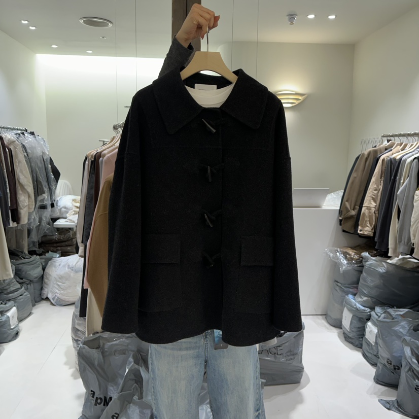 AVECNOUS韓國直郵㊣女裝新品真品人氣休閑推薦短款大衣羊毛AVECNOUS短款大衣圖色2