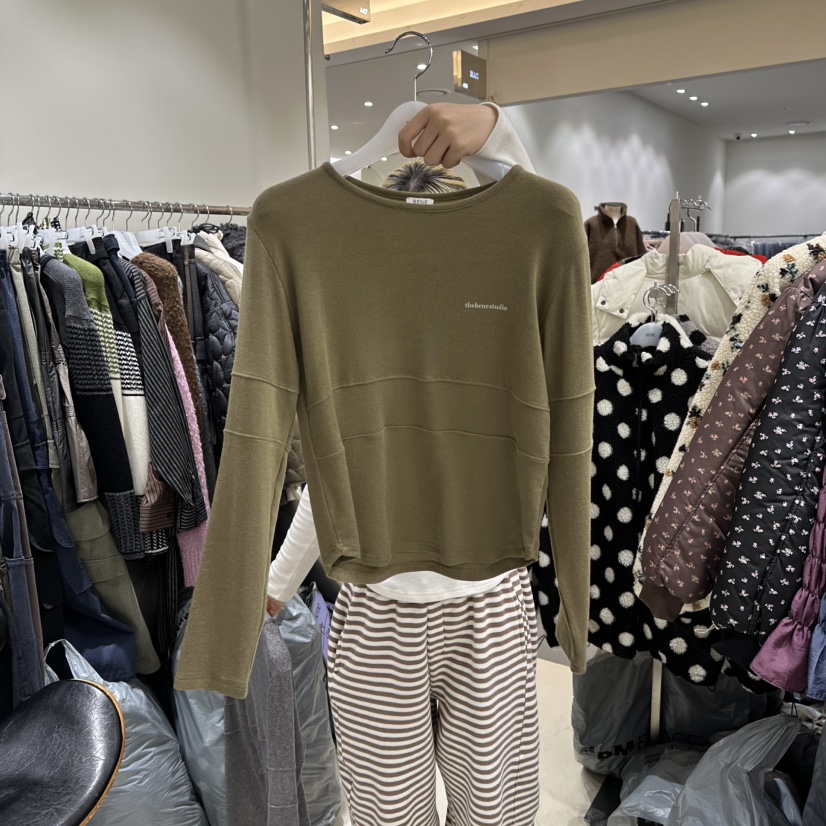 BENE東大門㊣實拍女士新款25秋冬推薦休閑時尚真品熱賣長袖T恤BENE長袖T恤圖色2