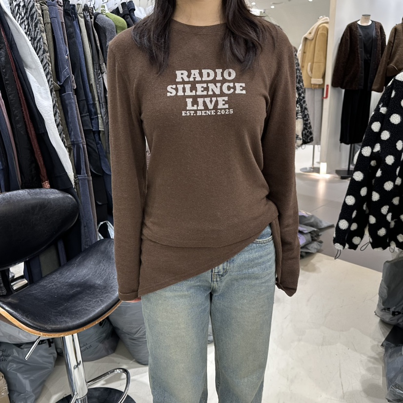 BENE東大門㊣實拍女士新品時尚25秋冬休閑推薦真品長袖T恤圍巾BENE長袖T恤圖色2