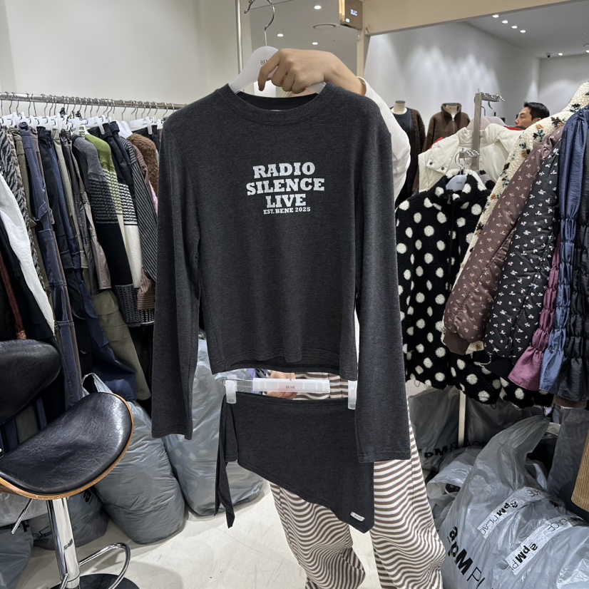 BENE東大門㊣實拍女士新品時尚25秋冬休閑推薦真品長袖T恤圍巾BENE長袖T恤圖色5