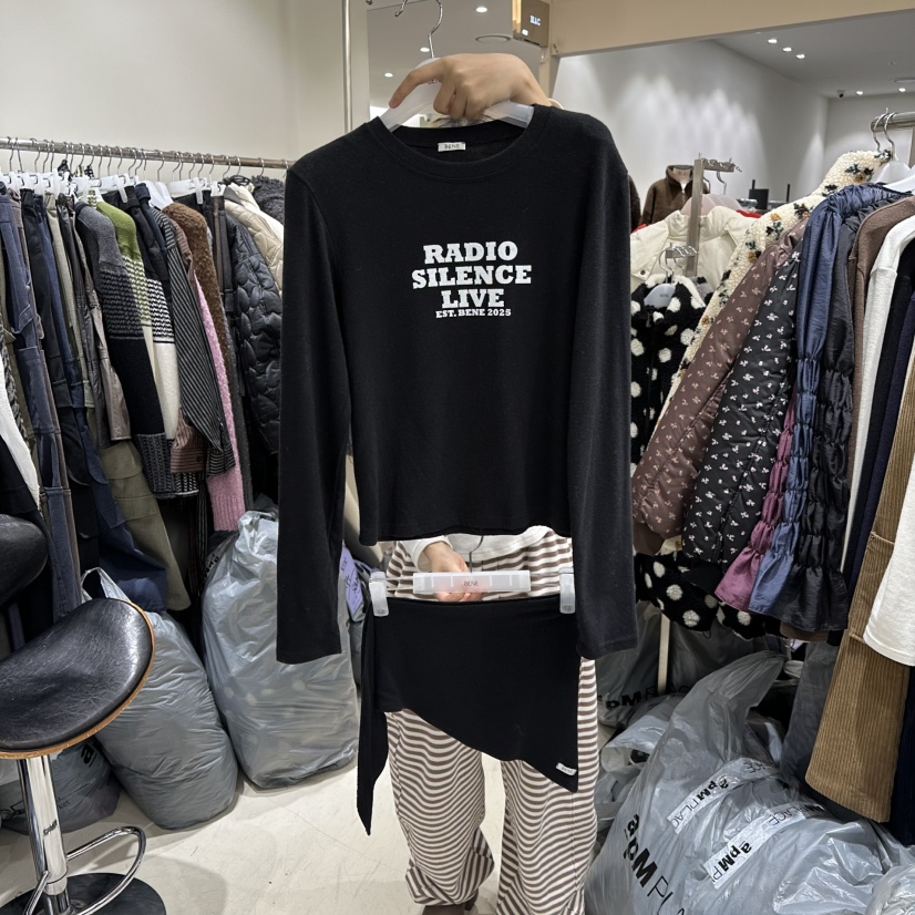 BENE東大門㊣實拍女士新品時尚25秋冬休閑推薦真品長袖T恤圍巾BENE長袖T恤圖色6