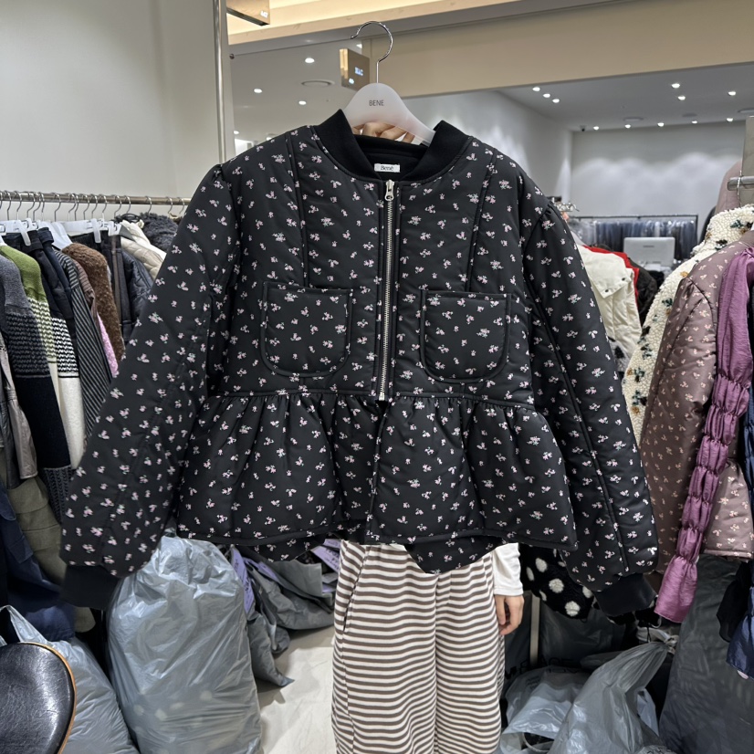 BENE韓國直郵㊣女士新款休閑推薦真品職業人氣熱賣夾克花朵BENE夾克圖色1