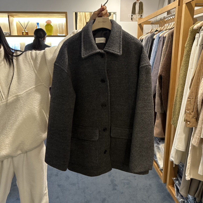 ROUNDER東大門㊣代購女裝新品人氣熱賣真品推薦職業短款大衣ROUNDER短款大衣圖色1墨色