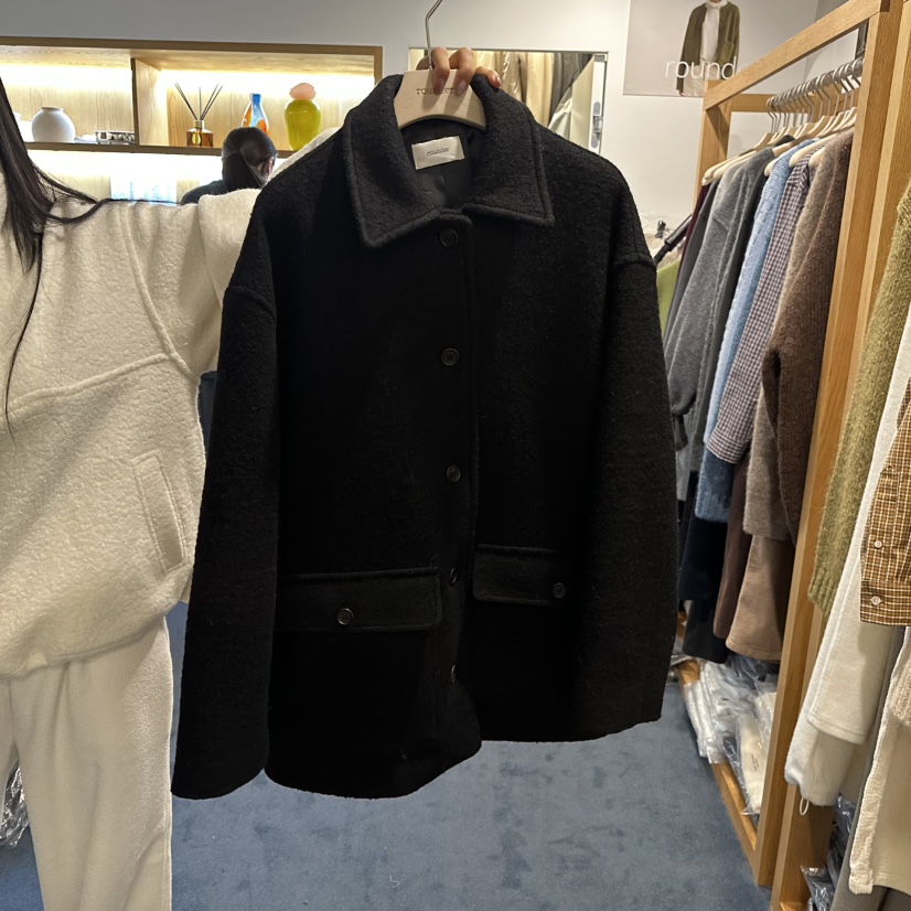 ROUNDER東大門㊣代購女裝新品人氣熱賣真品推薦職業短款大衣ROUNDER短款大衣圖色2黑色