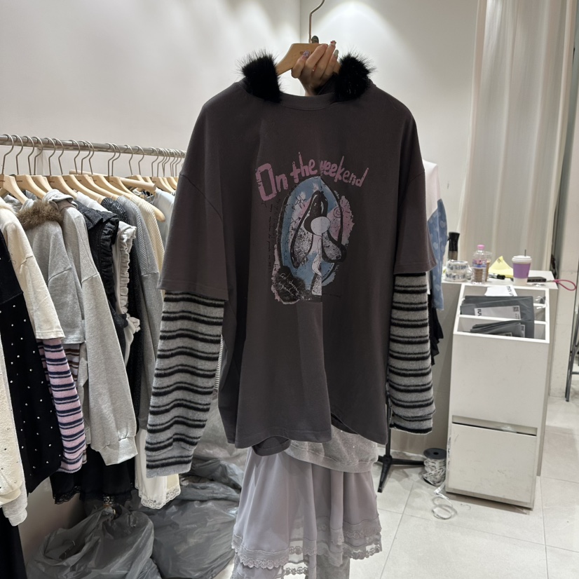 MINI UNNI韓國代購㊣女裝新款職業熱賣時尚休閑真品推薦衛衣MINI UNNI衛衣圖色3