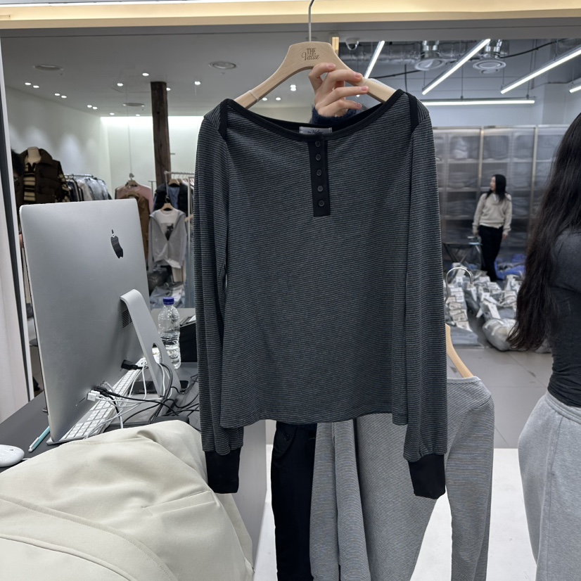 THE VALUE東大門㊣代購女士新品25秋冬職業時尚推薦長袖T恤THE VALUE長袖T恤圖色2