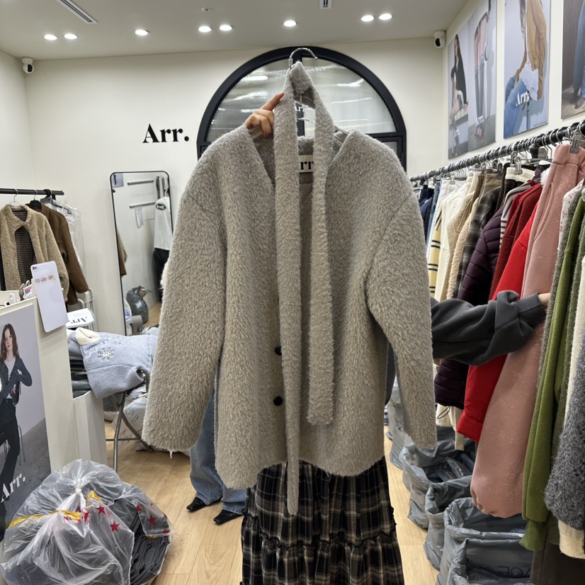 ARR韓國代購㊣女裝新款25秋冬職業真品人氣休閑熱賣夾克含脖帶ARR夾克圖色1