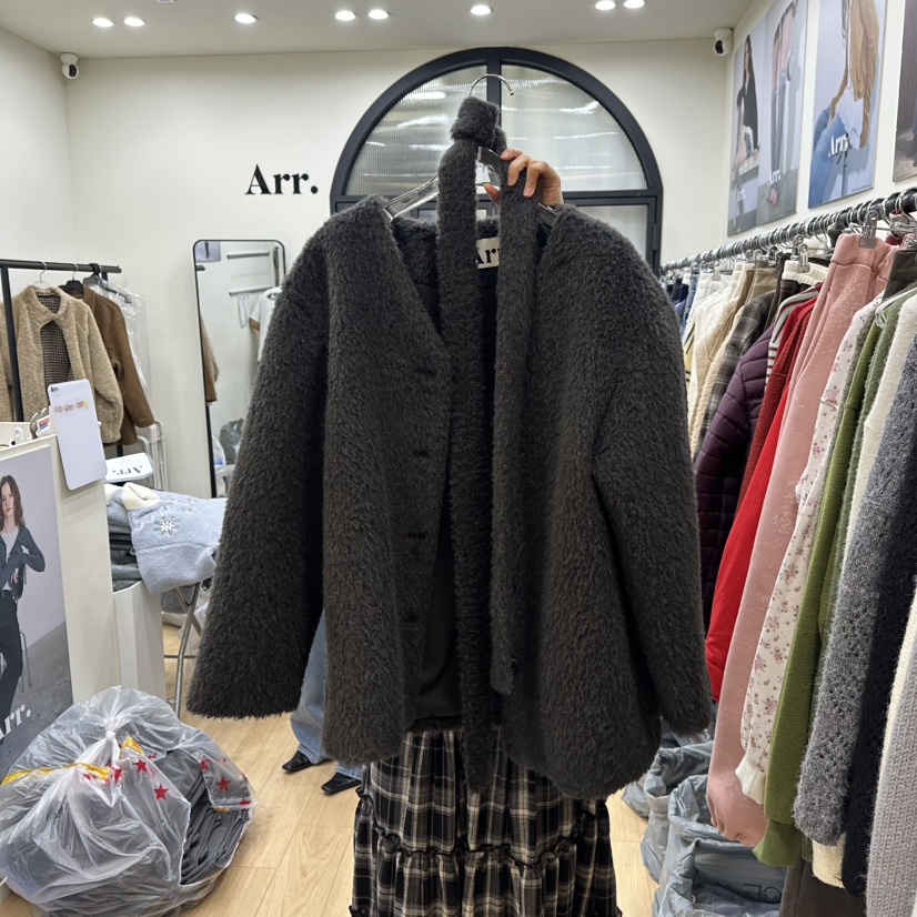 ARR韓國代購㊣女裝新款25秋冬職業真品人氣休閑熱賣夾克含脖帶ARR夾克圖色2