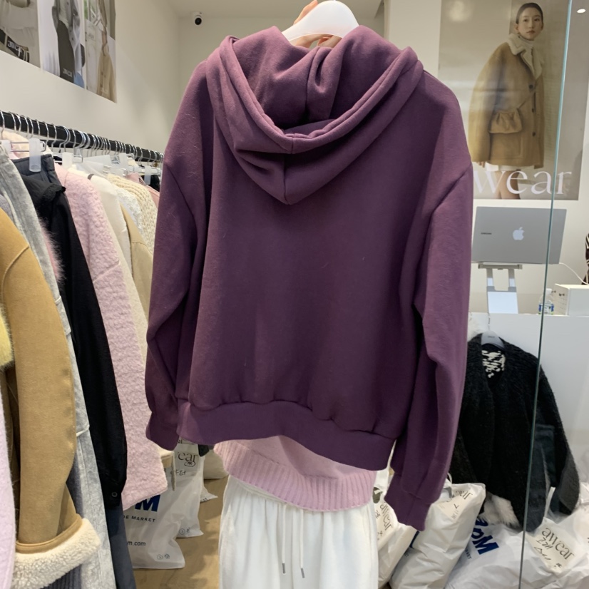 RUMIRU/AWEAR韓國直郵㊣女裝新款時尚夾克連帽拉鏈衫加絨刺繡awear/RUMIRU夾克