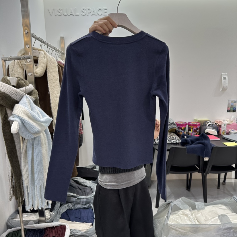 VISUAL SPACE東大門㊣代購女士新款人氣25秋冬長袖T恤加絨VISUAL SPACE長袖T恤