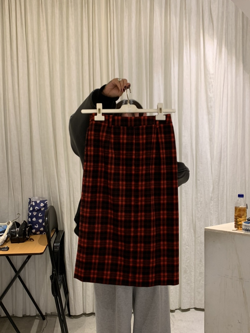 PAPERMOON東大門㊣實拍女士新款25秋冬真品半身裙中短裙格紋paper moon半身裙/中短裙