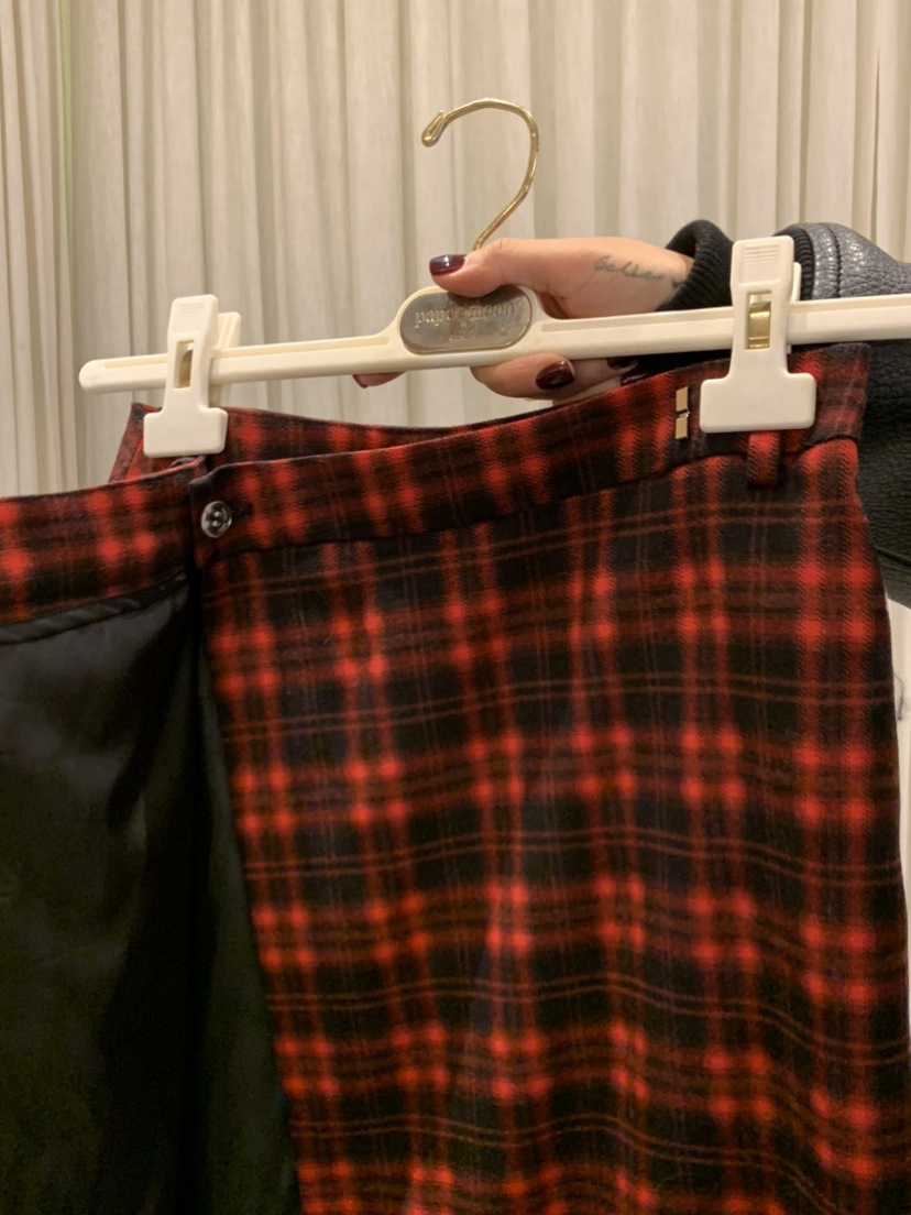 PAPERMOON東大門㊣實拍女士新款25秋冬真品半身裙中短裙格紋paper moon半身裙/中短裙