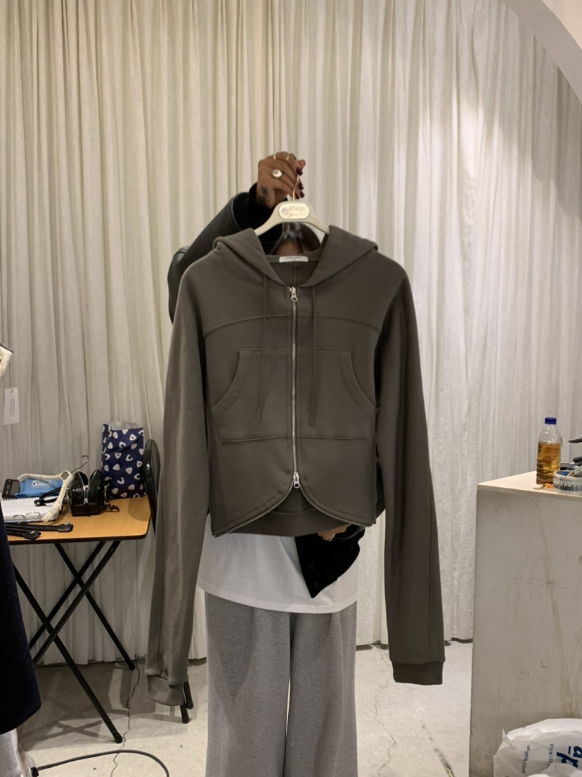 PAPERMOON東大門㊣實拍女裝新款時尚職業夾克連帽拉鏈衫圓領paper moon夾克圖色3