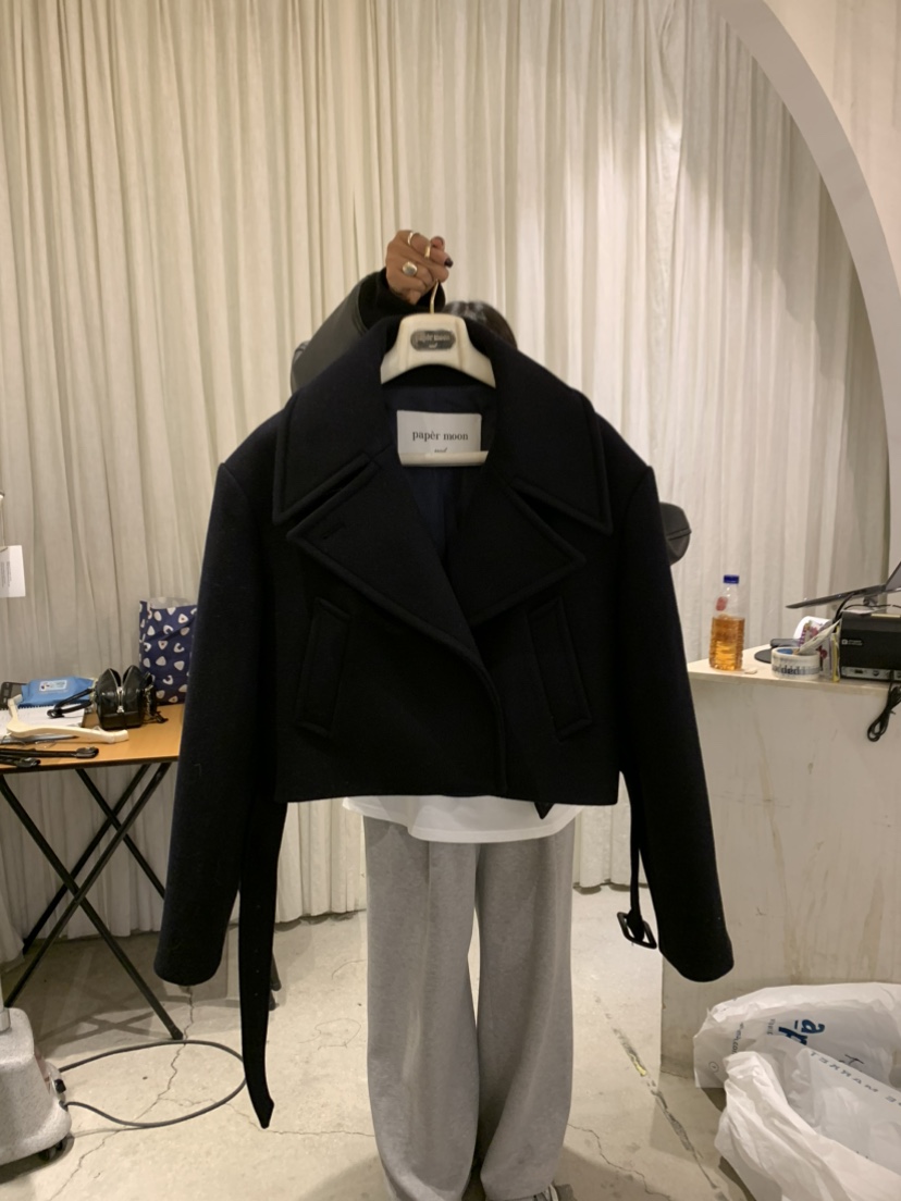 PAPERMOON東大門㊣直郵女裝新品25秋冬職業推薦人氣夾克腰帶paper moon夾克圖色2
