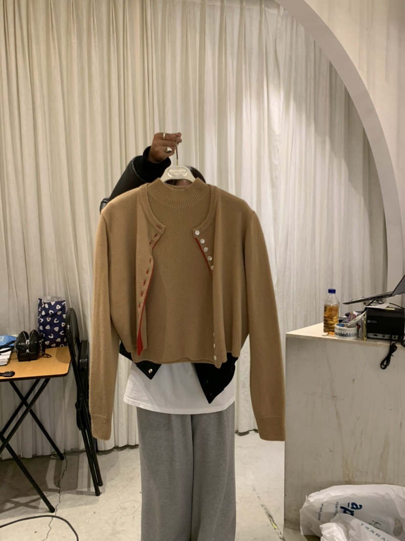 PAPERMOON韓國代購㊣女士新款休閑職業真品時尚針織衫羊絨短款paper moon針織衫