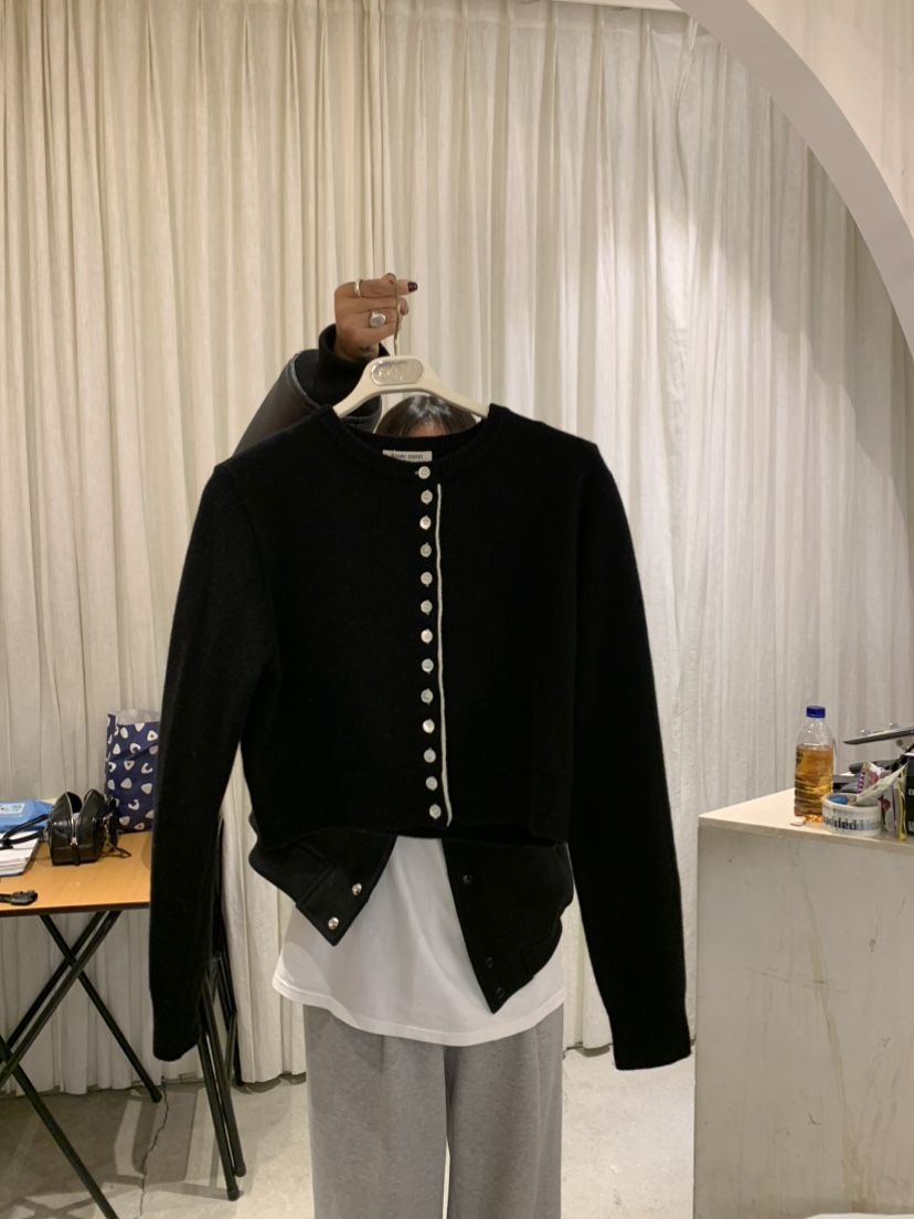 PAPERMOON韓國代購㊣女士新款休閑職業真品時尚針織衫羊絨短款paper moon針織衫圖色4