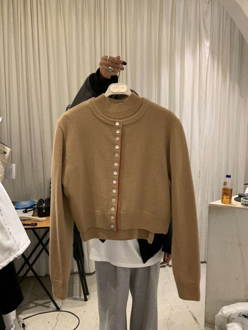 PAPERMOON韓國代購㊣女士新款休閑職業真品時尚針織衫羊絨短款paper moon針織衫圖色5