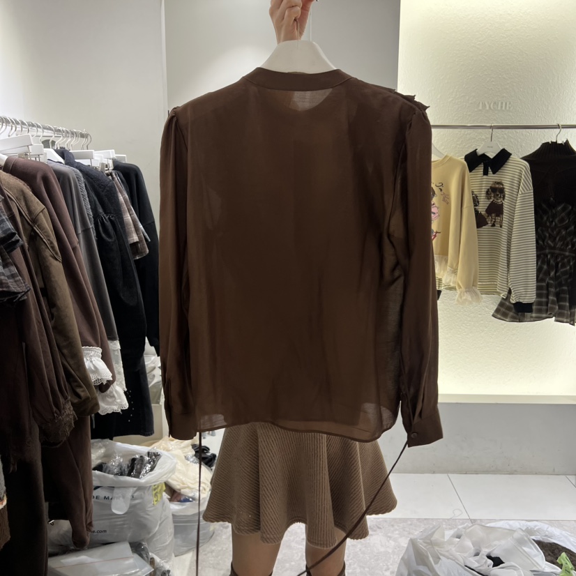 TYCHE東大門㊣代購女士新品熱賣推薦時尚25秋冬襯衫蕾絲衫褶皺TYCHE襯衫/蕾絲衫