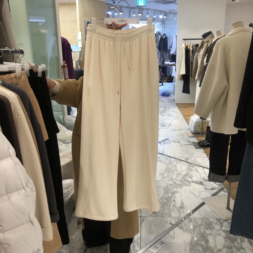 ALMOND東大門㊣實拍女士新品真品職業25秋冬休閑褲加絨皮褲貂皮ALMOND休閑褲圖色1