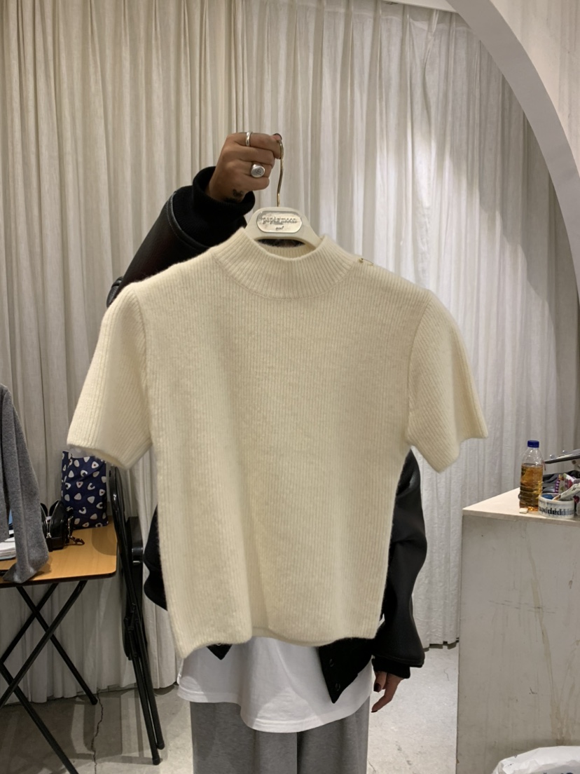 PAPERMOON韓國直郵㊣女士新款25秋冬熱賣推薦時尚T恤羊絨高領paper moonT恤圖色1