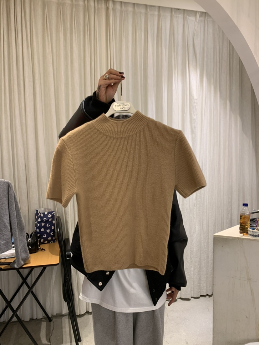 PAPERMOON韓國直郵㊣女士新款25秋冬熱賣推薦時尚T恤羊絨高領paper moonT恤圖色5