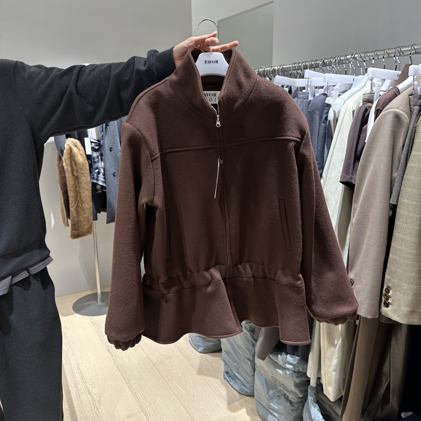 FAVOR-P韓國代購㊣女裝新品人氣25秋冬時尚真品職業短款大衣FAVOR-P短款大衣圖色1