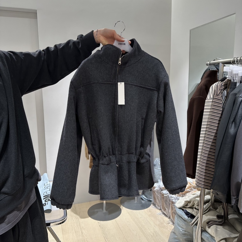 FAVOR-P韓國代購㊣女裝新品人氣25秋冬時尚真品職業短款大衣FAVOR-P短款大衣圖色2