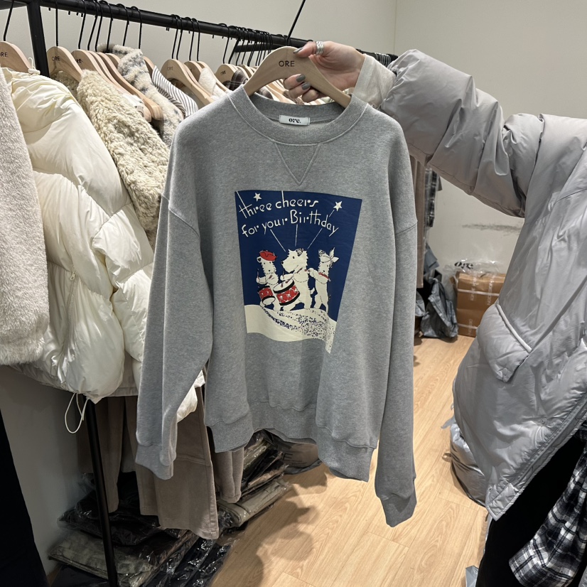 ORE-P韓國直郵㊣女裝新品職業人氣熱賣推薦休閑25秋冬衛衣加絨ORE衛衣圖色1