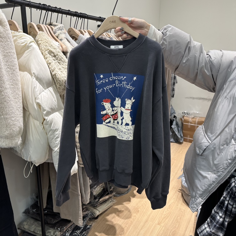 ORE-P韓國直郵㊣女裝新品職業人氣熱賣推薦休閑25秋冬衛衣加絨ORE衛衣圖色3