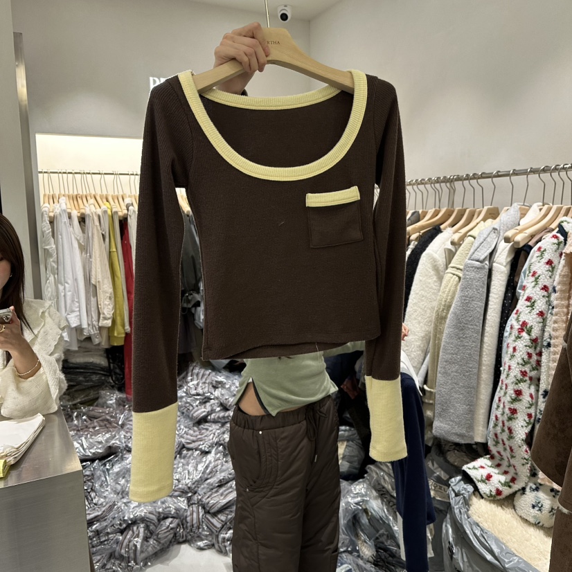 BERTHA韓國代購㊣女裝新款休閑真品職業長袖T恤不含內搭口袋BERTHA長袖T恤圖色2