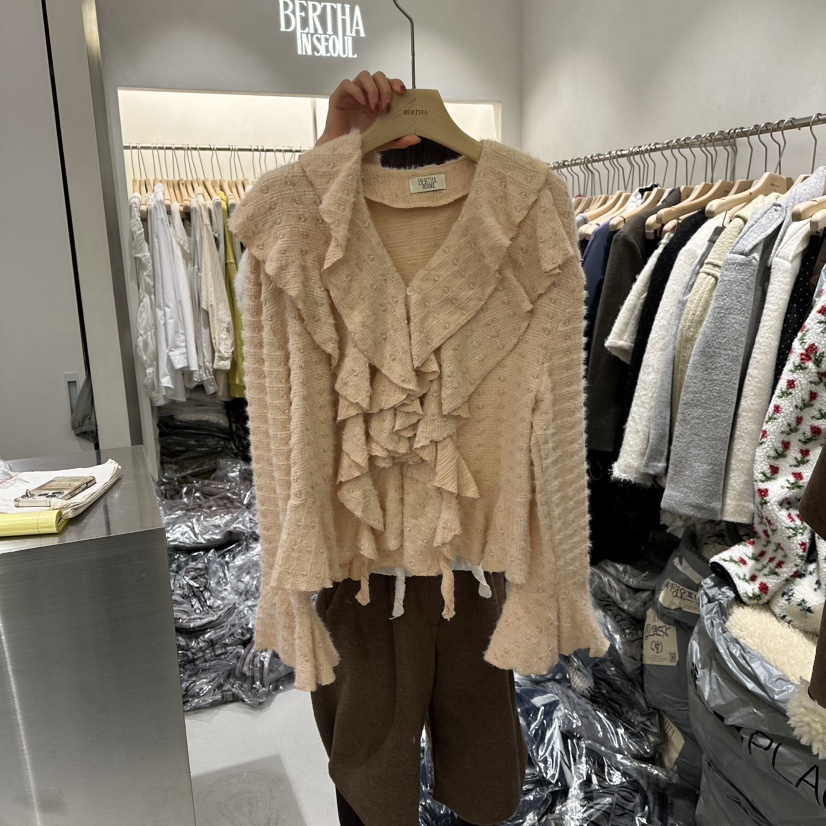 BERTHA東大門㊣代購女士新品人氣職業25秋冬襯衫蕾絲衫皮草BERTHA襯衫/蕾絲衫圖色2
