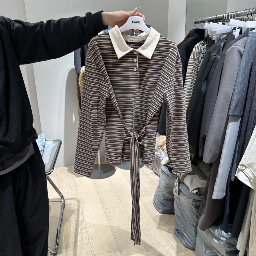 FAVOR-P韓國代購㊣女裝新款職業真品25秋冬推薦人氣長袖T恤FAVOR-P長袖T恤圖色2