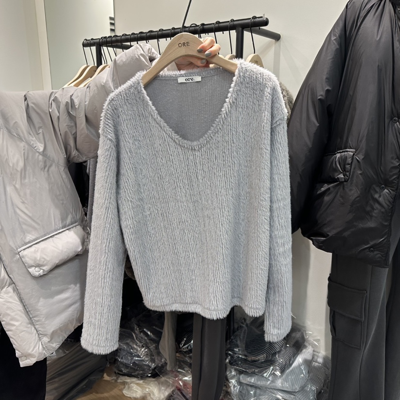 ORE-P東大門㊣代購女裝新品職業休閑人氣針織衫不含腰帶V領ORE針織衫圖色1