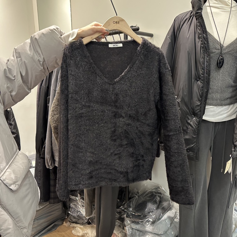 ORE-P東大門㊣代購女裝新品職業休閑人氣針織衫不含腰帶V領ORE針織衫圖色2