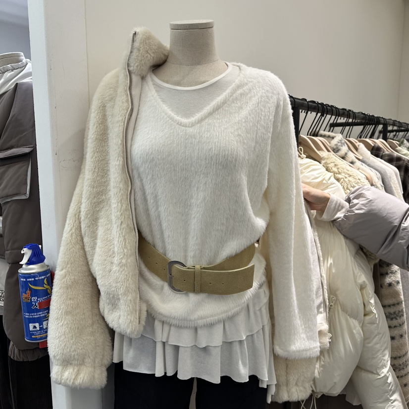 ORE-P東大門㊣代購女裝新品職業休閑人氣針織衫不含腰帶V領ORE針織衫圖色3