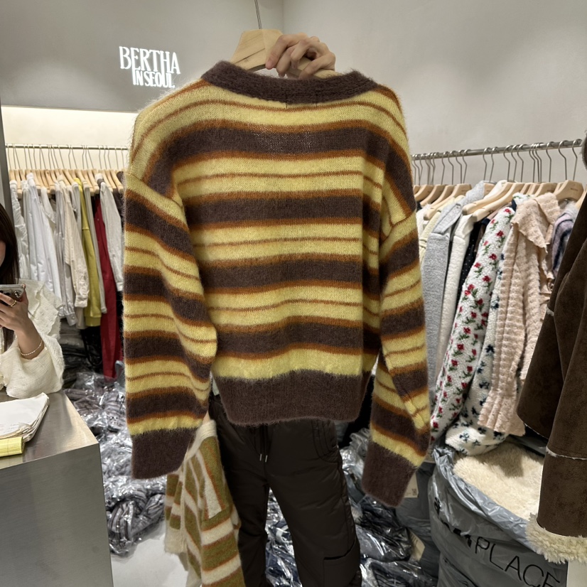 BERTHA東大門㊣代購女裝新品25秋冬時尚真品針織衫馬海毛開衫BERTHA針織衫