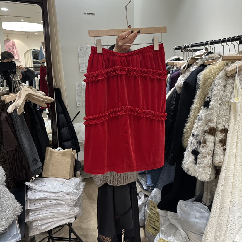 THEMORYPARK東大門㊣代購女裝新款真品休閑半身裙中短裙天鵝絨THE MORY PARK半身裙/中短裙圖色2