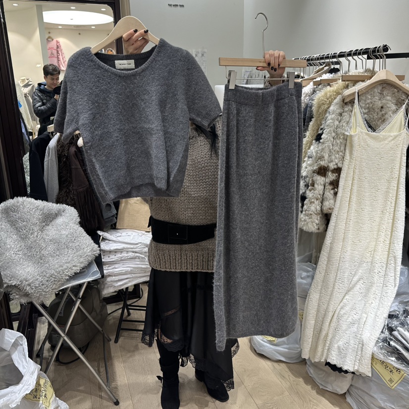 THEMORYPARK韓國代購㊣女裝新款25秋冬熱賣推薦套裝安哥拉套裝THE MORY PARK套裝圖色2